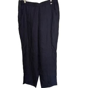 St. John Botique 100% Cupro Cotton Navy Slacks Women's Size L